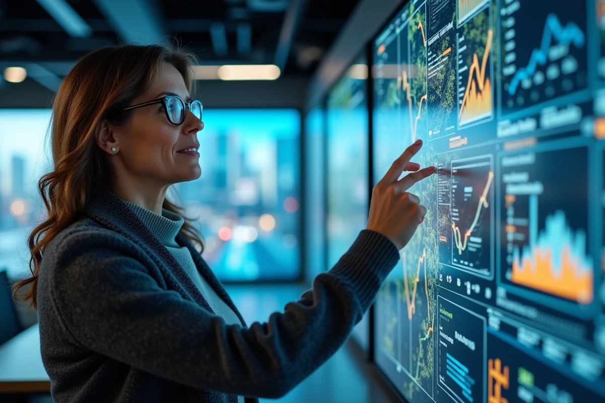 Ingenieure logiciel utilisant un tableau interactif